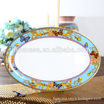14 Inches Luxury Fine Bone China Oval Plate Dish of Song of Joy